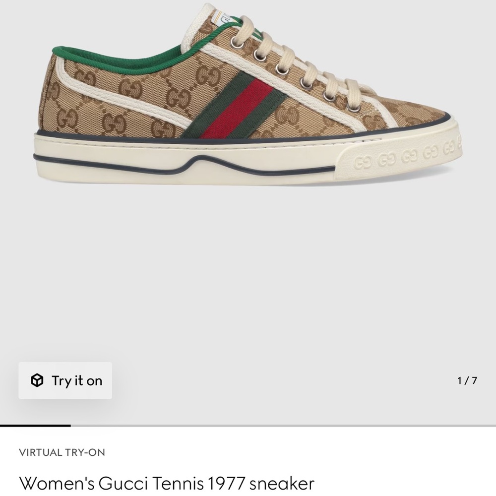 Gucci Women's Tennis 1977 Sneakers - Beige and Green
